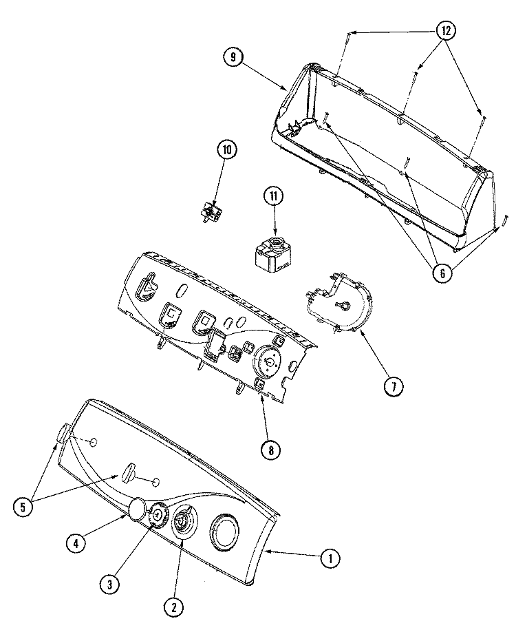 CONTROL PANEL Diagram and Parts List for MDE6460AYW  Maytag Dryer