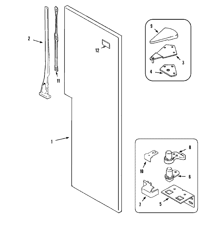 FRESH FOOD OUTER DOOR Diagram and Parts List for AZ2727GIHB  Maytag Refrigerator