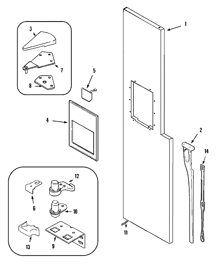 FREEZER OUTER DOOR Diagram and Parts List for AZ2727GIHB  Maytag Refrigerator