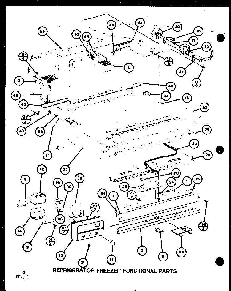 Refrigerator Freezer Functional Parts Diagram and Parts List for TM16G1-P76512-28W  Amana Refrigerator