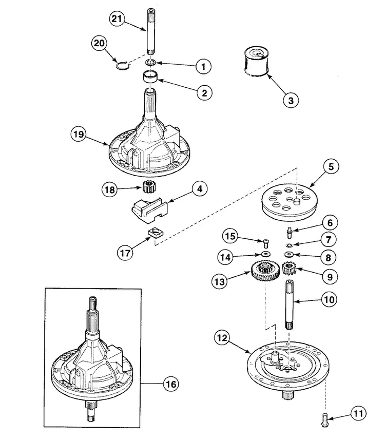Transmission Diagram and Parts List for SWT621LD  Speed Queen Washer