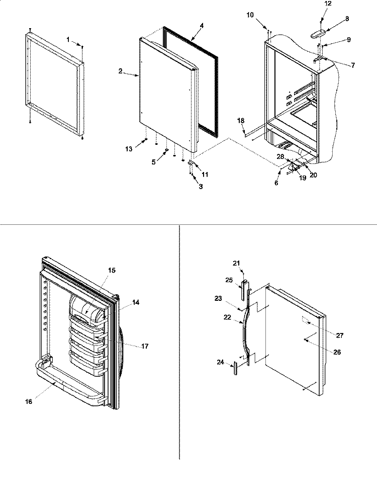 REFRIGERATOR DOOR Diagram and Parts List for CB22G6Q PCB22G600C0 Crosley Refrigerator