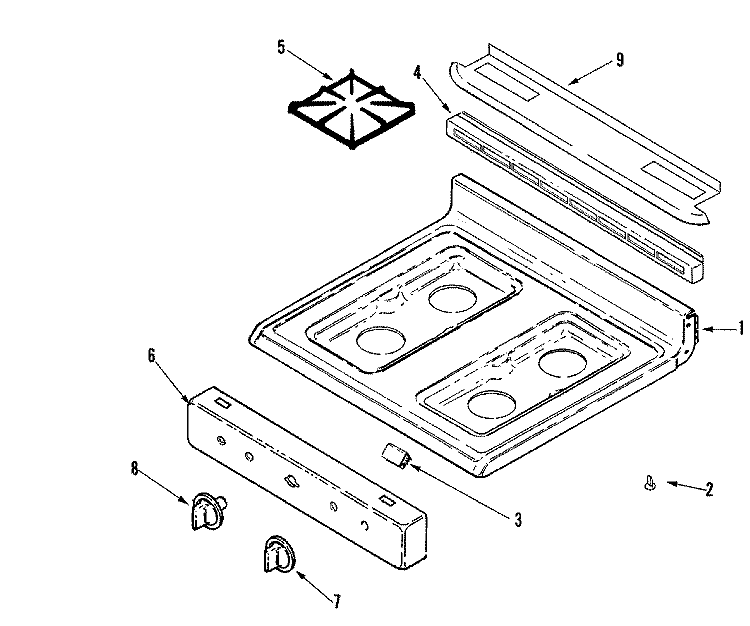 TOP ASSEMBLY Diagram and Parts List for MLR4410CXT  Maytag Range