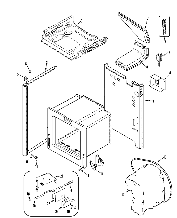 BODY Diagram and Parts List for MLR4410CXT  Maytag Range