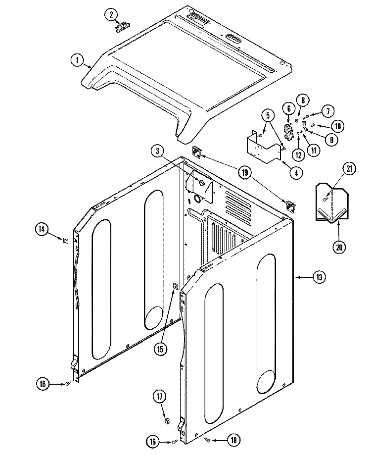 CABINET Diagram and Parts List for MDE7400AYW  Maytag Dryer