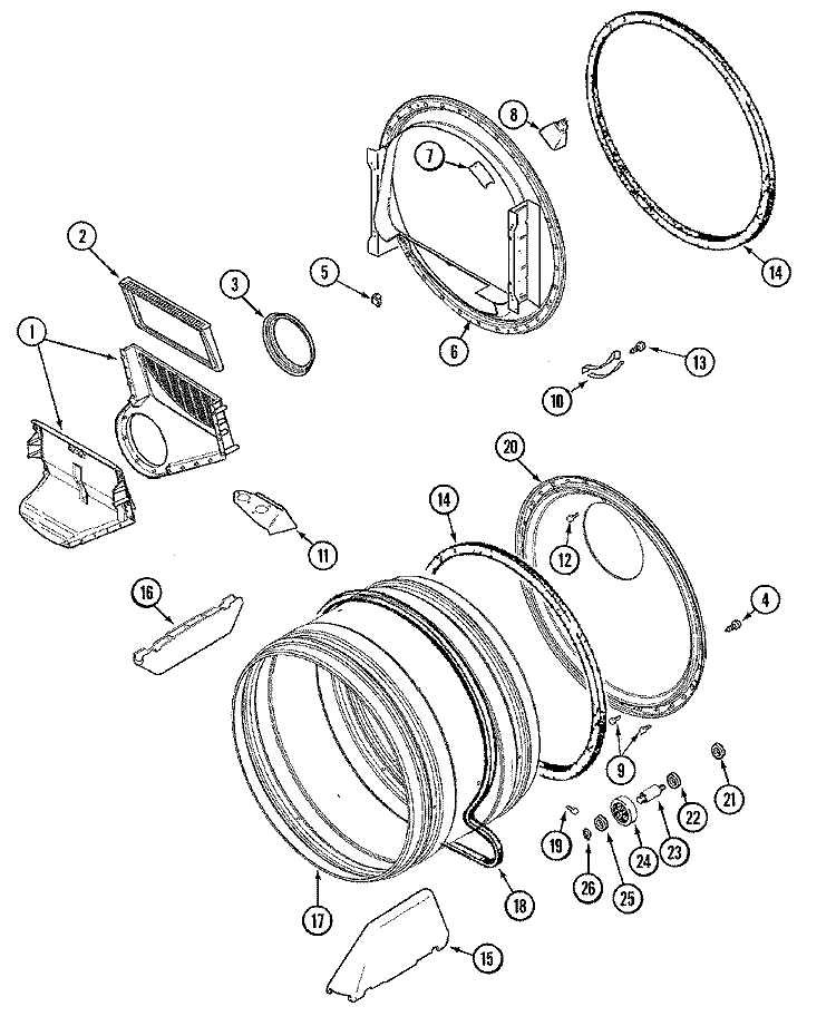 TUMBLER Diagram and Parts List for MDE7400AYW  Maytag Dryer