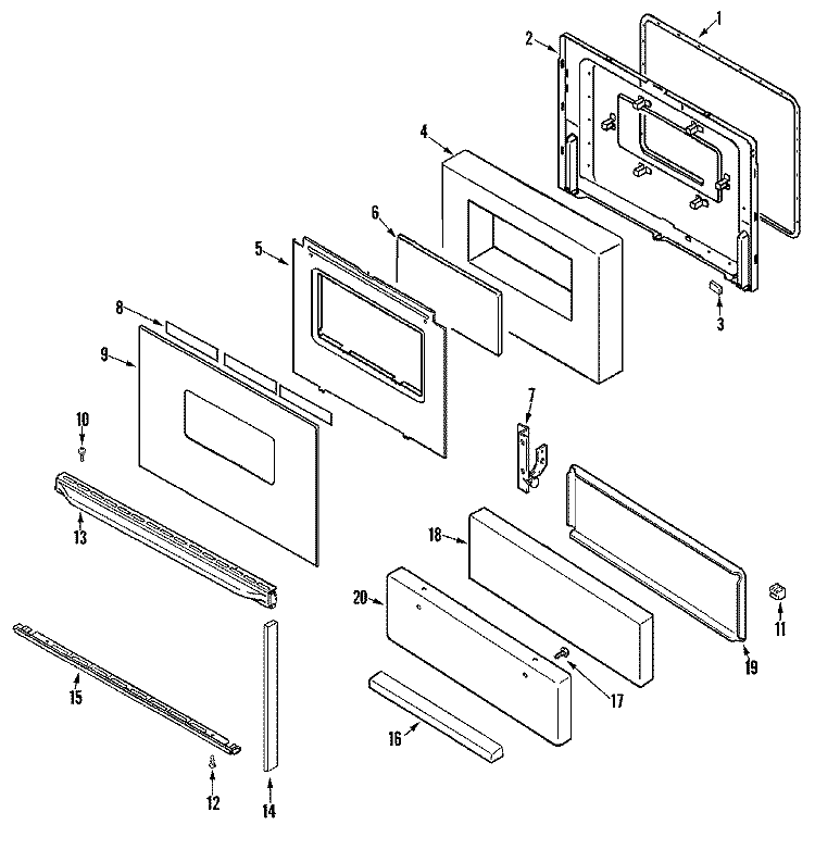 DOOR / DRAWER Diagram and Parts List for CBR1430BGH  Maytag Range