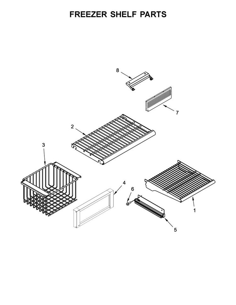 Freezer Shelf Parts Diagram and Parts List for JS42PPDUDE01  Jenn-Air Refrigerator