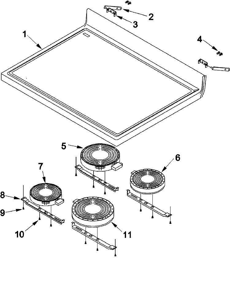 MAIN TOP Diagram and Parts List for ACF4205AK PACF4205AK1 Amana Range