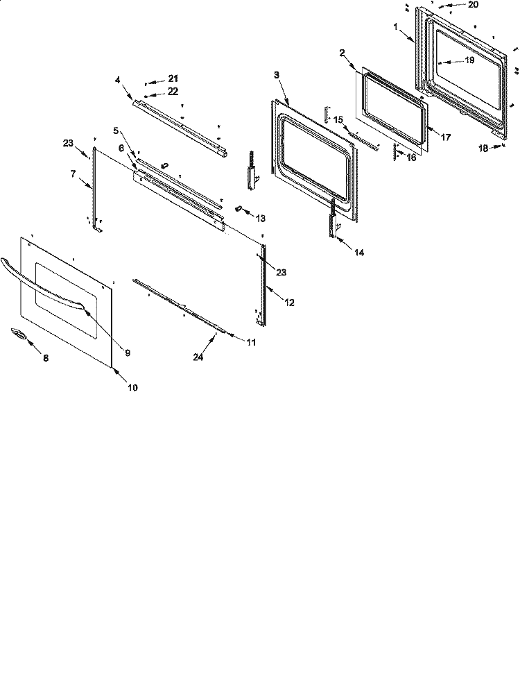 OVEN DOOR Diagram and Parts List for ACF4205AK PACF4205AK1 Amana Range