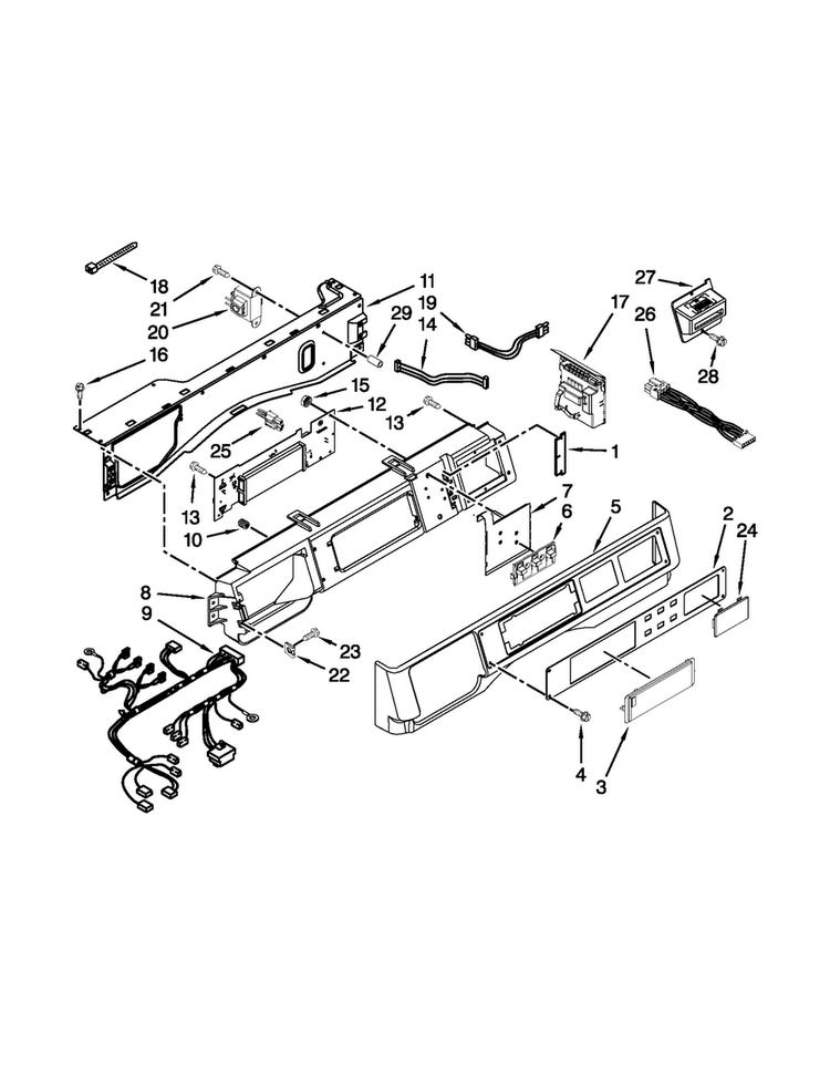 Control Panel Parts Diagram and Parts List for MHN30PRCWW0  Maytag Washer