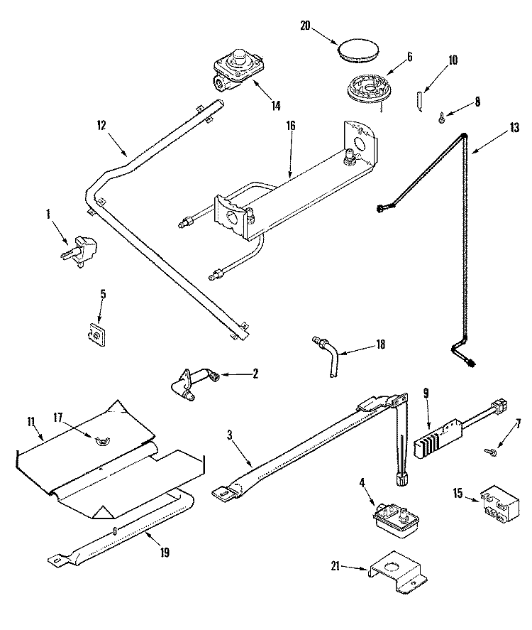 GAS CONTROLS Diagram and Parts List for MBR5730BGW  Maytag Range