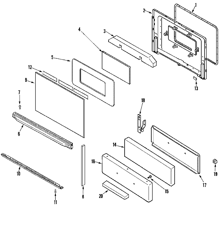 DOOR / DRAWER Diagram and Parts List for ABR142MBGH  Maytag Range
