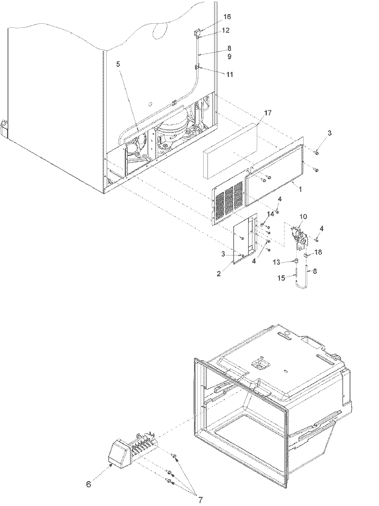 CABINET BACK Diagram and Parts List for ARB194RCB PARB194RCB0 Amana Refrigerator