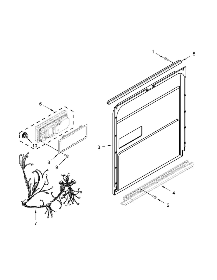 Inner Door Parts Diagram and Parts List for JDB9200CWX3  Jenn-Air Dishwasher
