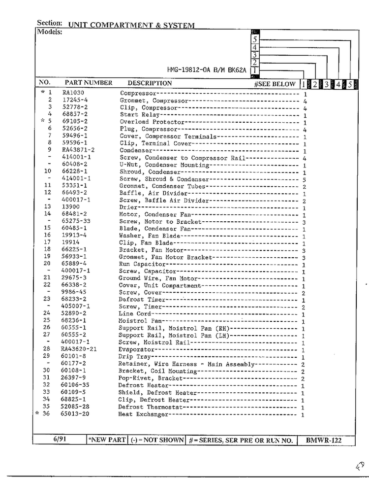 Unit Compartment And System Page 2 Diagram and Parts List for 19812-0A  Admiral Refrigerator