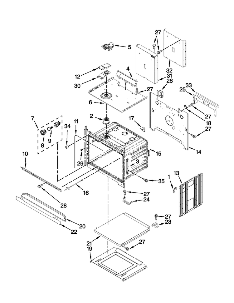 Upper Oven Parts Diagram and Parts List for MEW7627AB00  Maytag Wall Oven