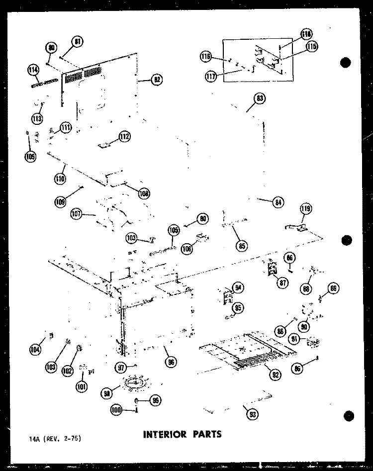 INTERIOR PARTS Diagram and Parts List for RC-10PB P7130402M Amana Microwave