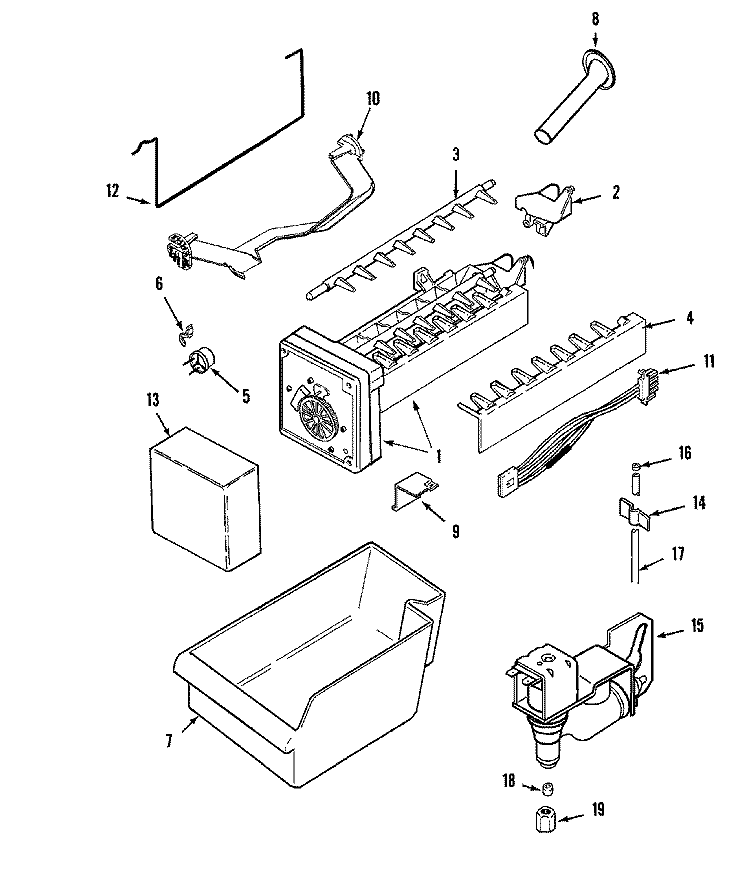 ICE MAKER Diagram and Parts List for MTF2176HRQ  Maytag Refrigerator