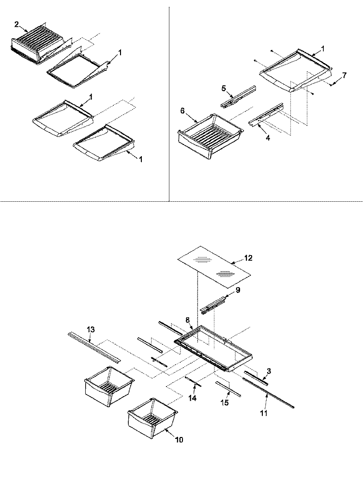 REFRIGERATOR SHELVING Diagram and Parts List for XRBR904BW PXRBR904BW0 Amana Refrigerator