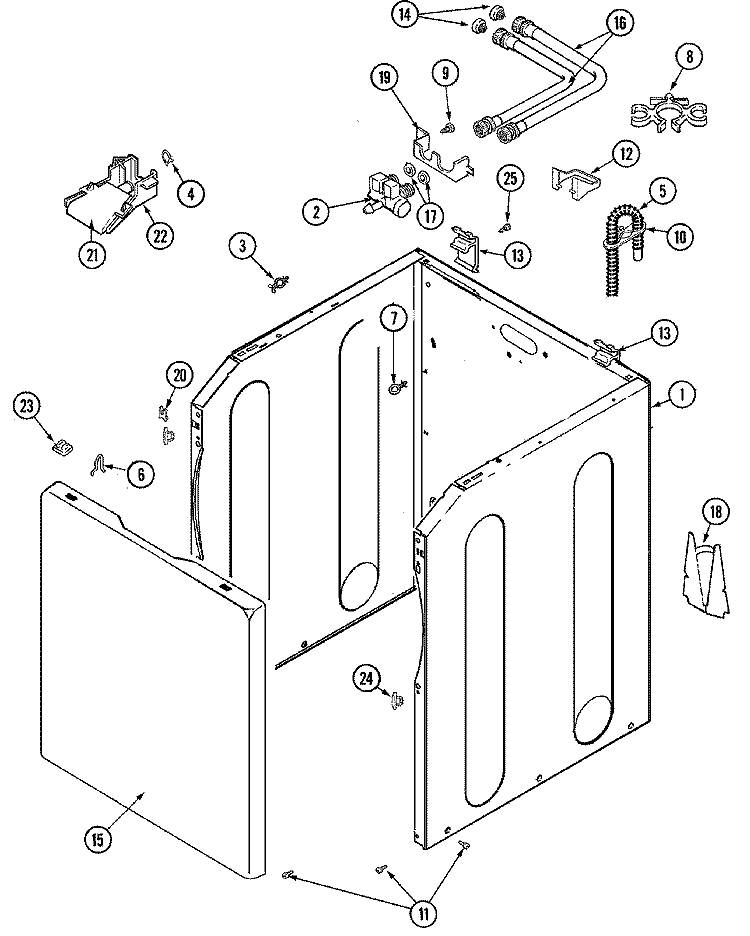 CABINET Diagram and Parts List for MAV9501EWQ  Maytag Washer