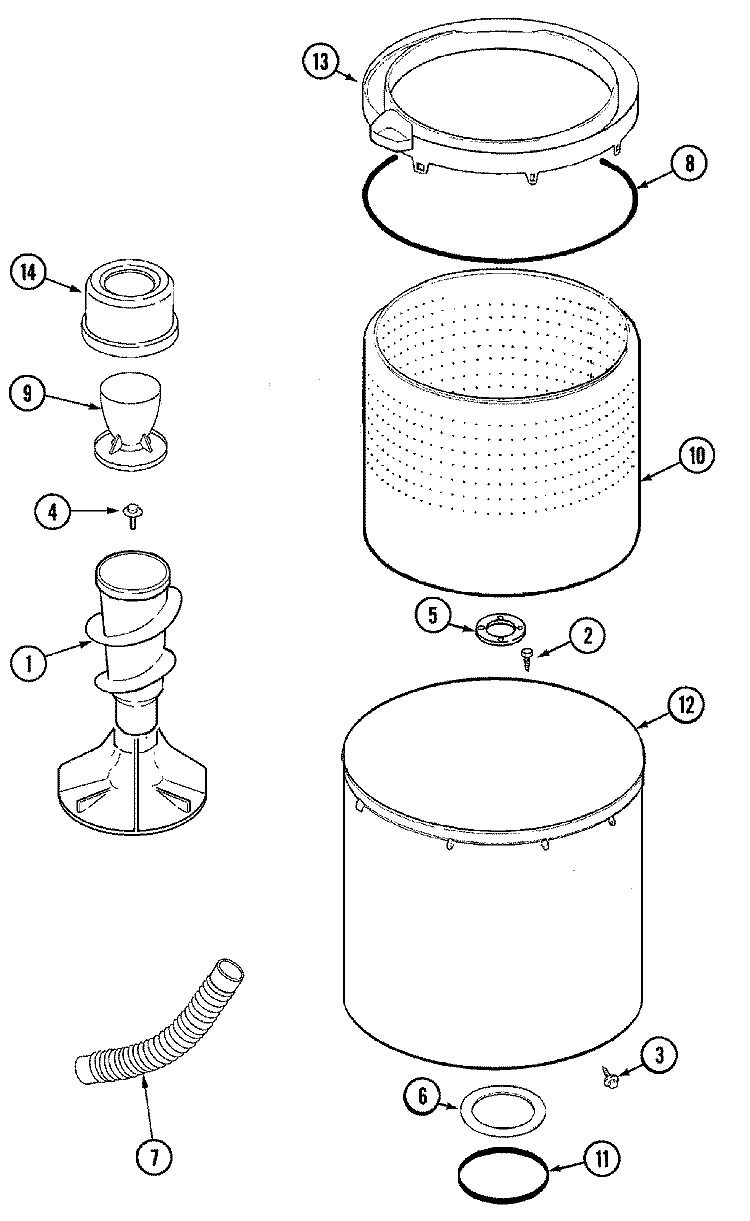 TUB Diagram and Parts List for MAVT634AWW  Maytag Washer