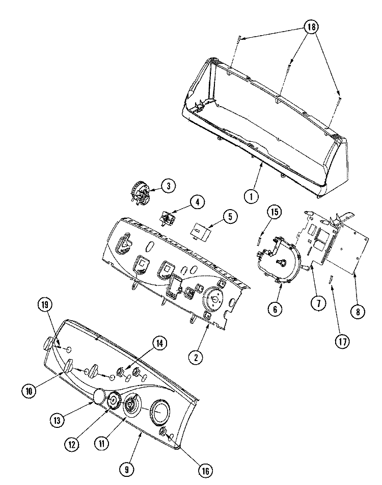 CONTROL PANEL Diagram and Parts List for MAV9501EWQ  Maytag Washer