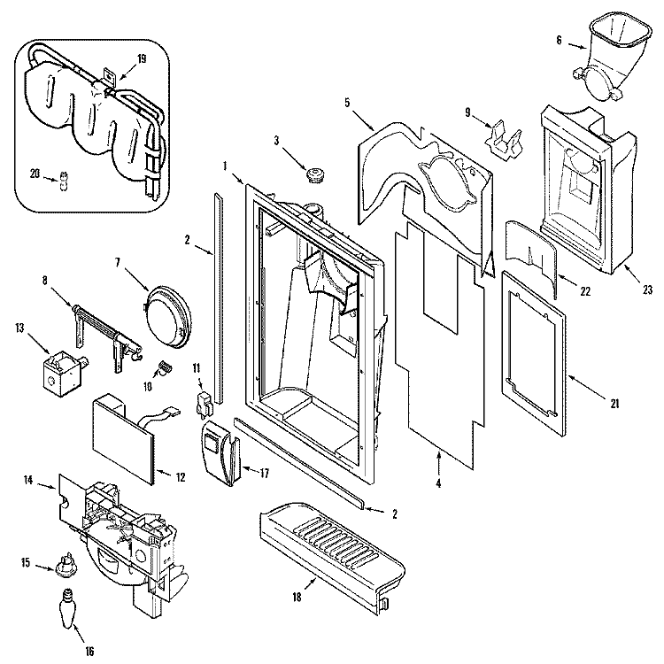 FOUNTAIN Diagram and Parts List for AS2728GIHB  Maytag Refrigerator