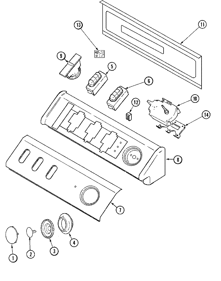 CONTROL PANEL Diagram and Parts List for MAV7600CGW  Maytag Washer
