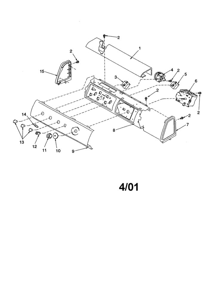 Control Panel Diagram and Parts List for ALW540RMW-PALW540RMW  Amana Washer