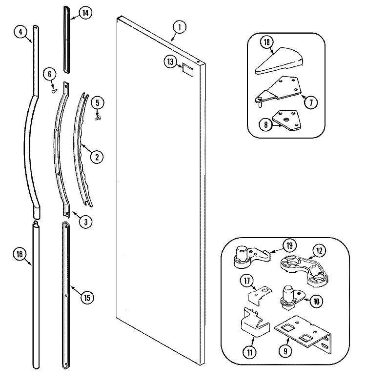 FRESH FOOD OUTER DOOR Diagram and Parts List for GS2126CEDW  Maytag Refrigerator
