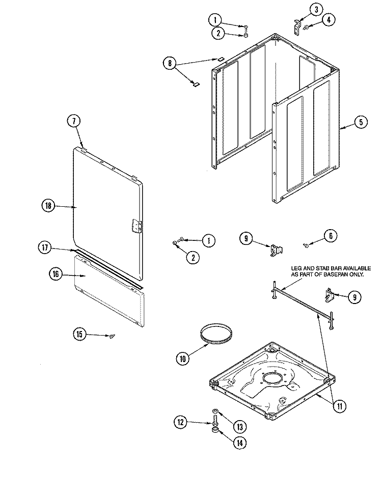 CABINET & BASE Diagram and Parts List for SAV515DEWW  Maytag Washer