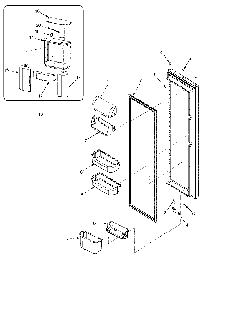 REFRIGERATOR DOOR Diagram and Parts List for ARS266ZBW PARS266ZBW0 Amana Refrigerator