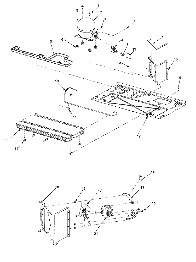 COMPRESSOR Diagram and Parts List for CS26G7DW PCS26G7D0W0 Crosley Refrigerator