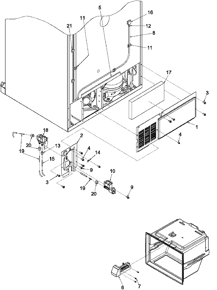 CABINET BACK Diagram and Parts List for KBRA20ELBT0 PKBRA20ELC0 Maytag Refrigerator