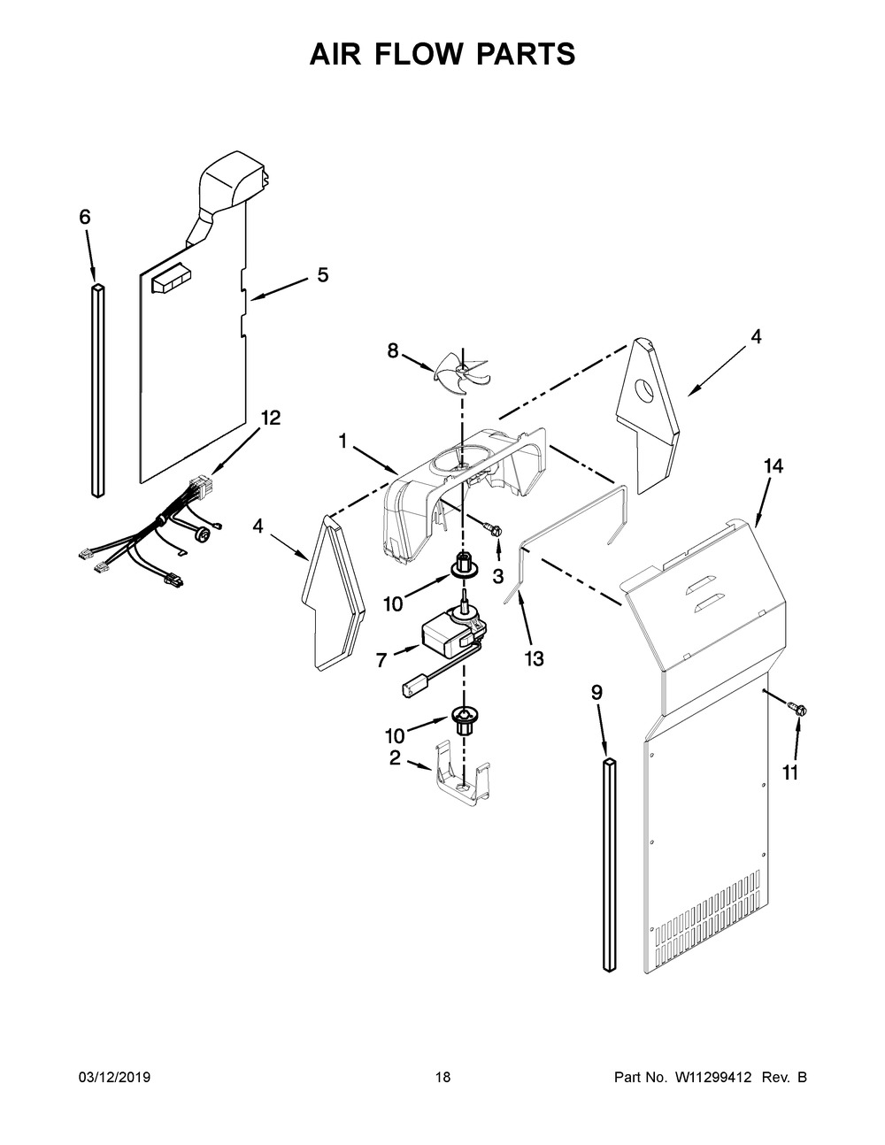 Air Flow Parts Diagram and Parts List for ASI2575GRB01  Maytag Refrigerator
