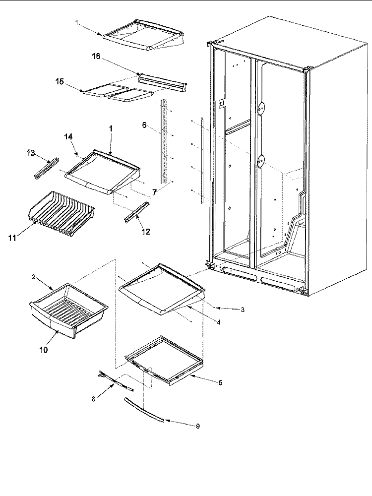 DELI AND REF SHELF Diagram and Parts List for ARSE665BB PARSE665BB0 Amana Refrigerator