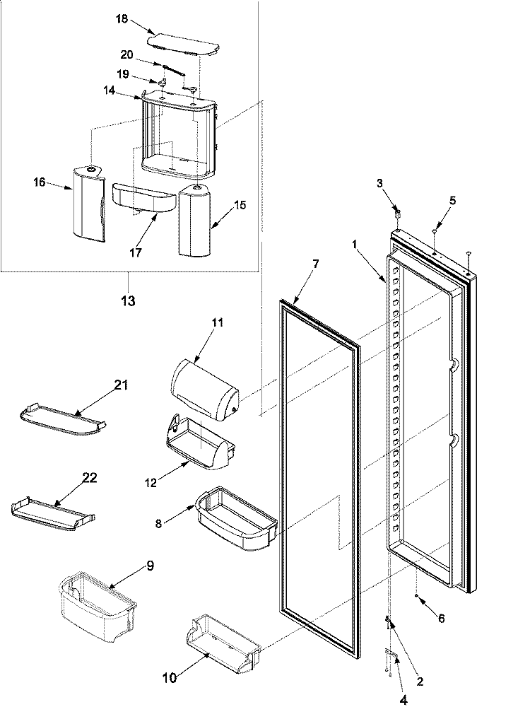 REFRIGERATOR DOOR Diagram and Parts List for ARSE667BS PARSE667BS1 Amana Refrigerator