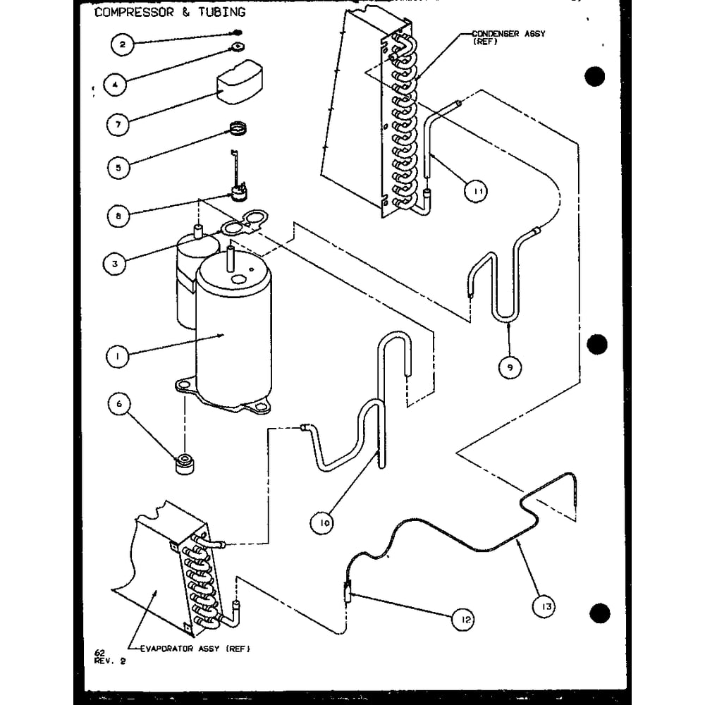 Compressor & Tubing 1 Diagram and Parts List for PTC12400EC P9872415R Amana Air Conditioner