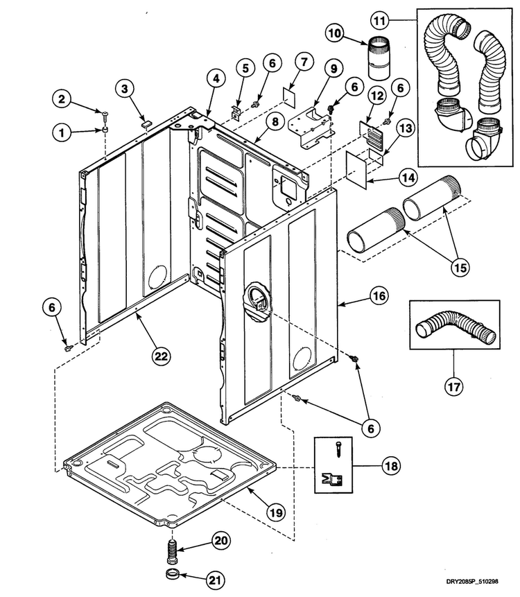 Cabinet Assy Diagram and Parts List for SDEB07QJ1500  Speed Queen Dryer