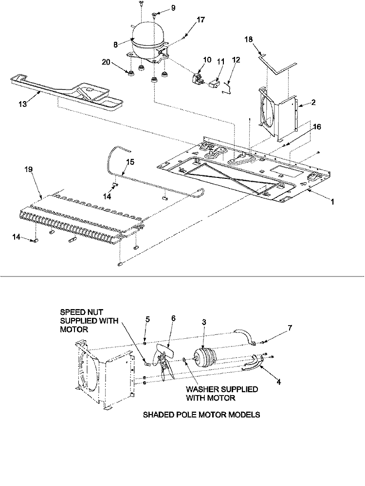 COMPRESSOR Diagram and Parts List for AB2026PEKW  Amana Refrigerator