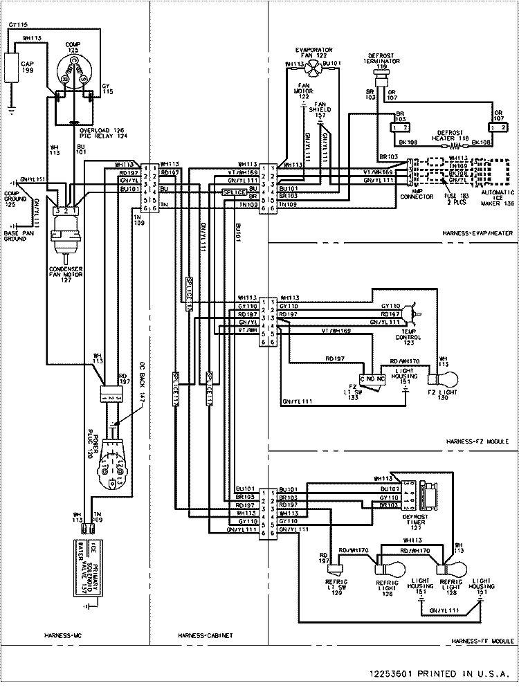 WIRING INFORMATION Diagram and Parts List for MB2227PEHW PMB2227PHW0 Maytag Refrigerator