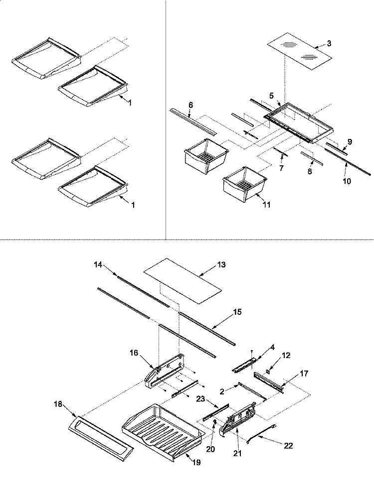 REFRIGERATOR SHELVING Diagram and Parts List for KBRA20ELBT0 PKBRA20ELC0 Maytag Refrigerator