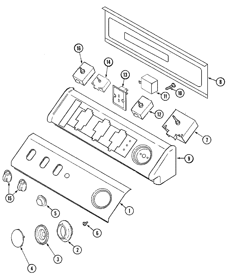 CONTROL PANEL Diagram and Parts List for MDE3600AZW  Maytag Dryer