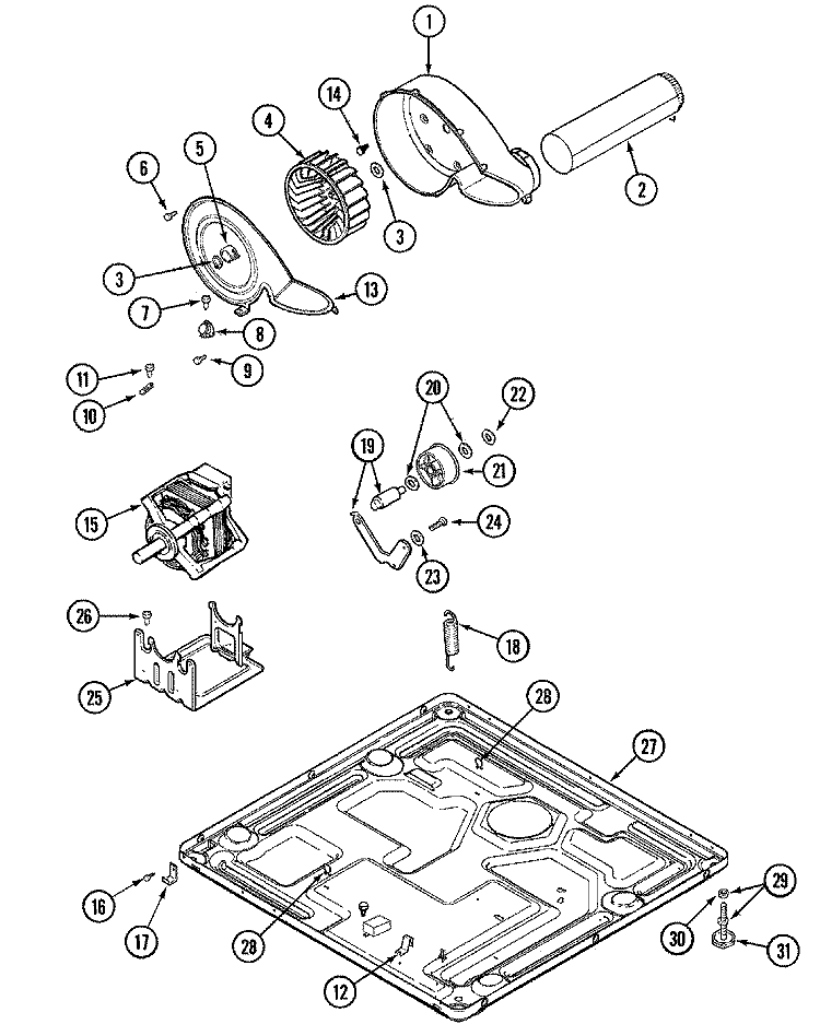 MOTOR DRIVE Diagram and Parts List for MDE3600AZW  Maytag Dryer