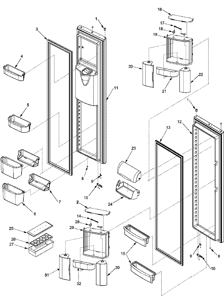 REF / FZ DOOR AND SHELF Diagram and Parts List for SK535-2 PSK535062W0 Maytag Refrigerator