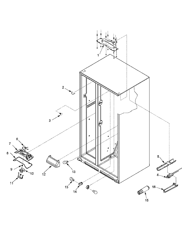 EVAP FAN ASSY AND LIGHTS Diagram and Parts List for SK535-2 PSK535062W0 Maytag Refrigerator