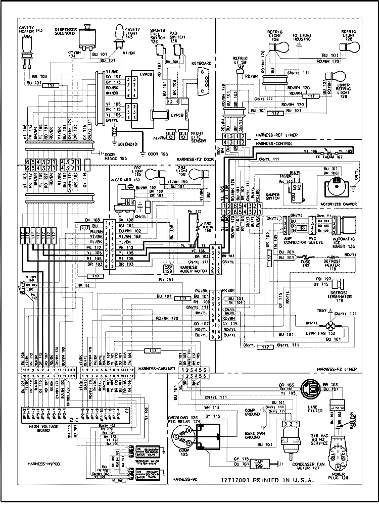 WIRING INFORMATION Diagram and Parts List for JS2628HEHB PJS2628HHB0 Jenn-Air Refrigerator
