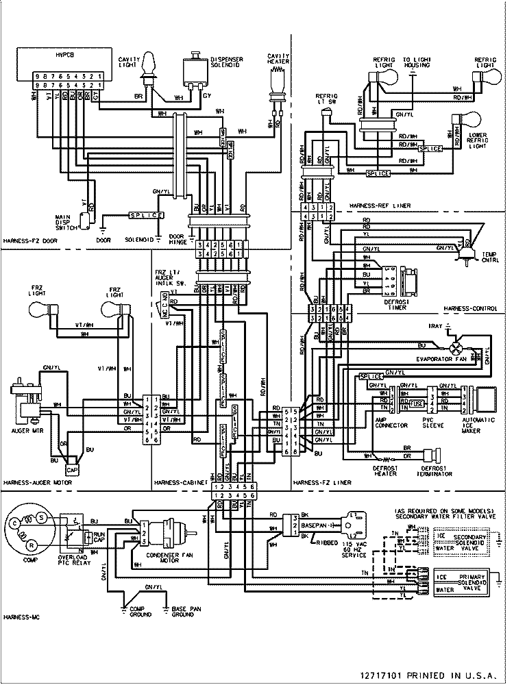WIRING INFORMATION Diagram and Parts List for CS26G7DW PCS26G7D0W0 Crosley Refrigerator