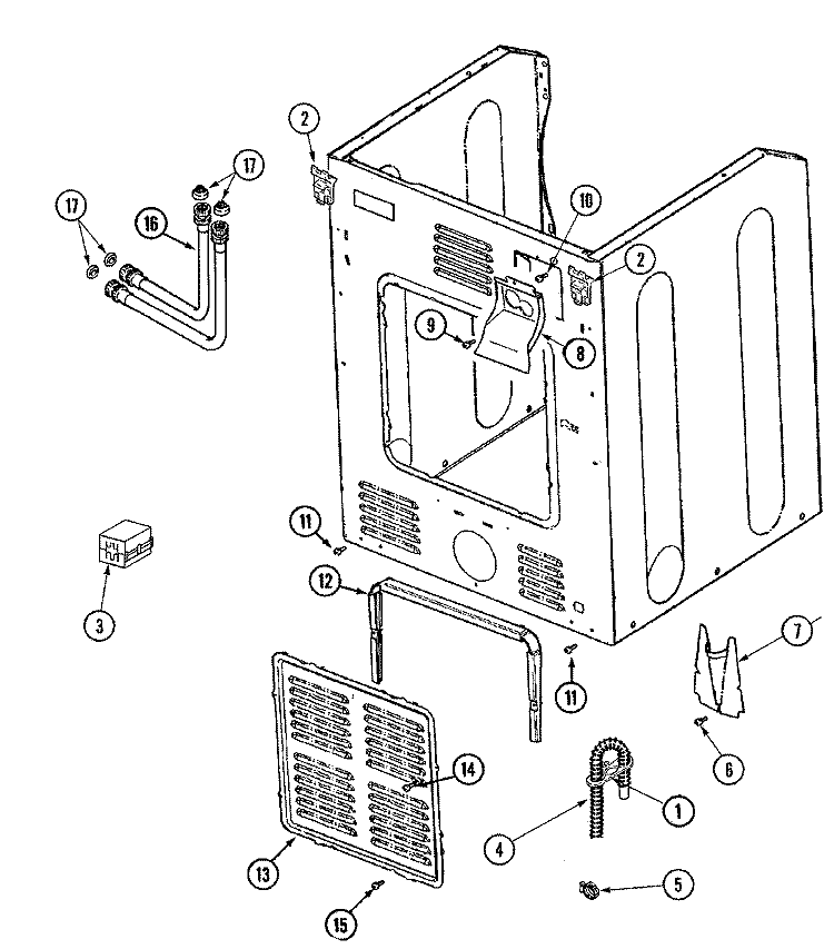 CABINET - REAR Diagram and Parts List for MAH7550AGW  Maytag Washer